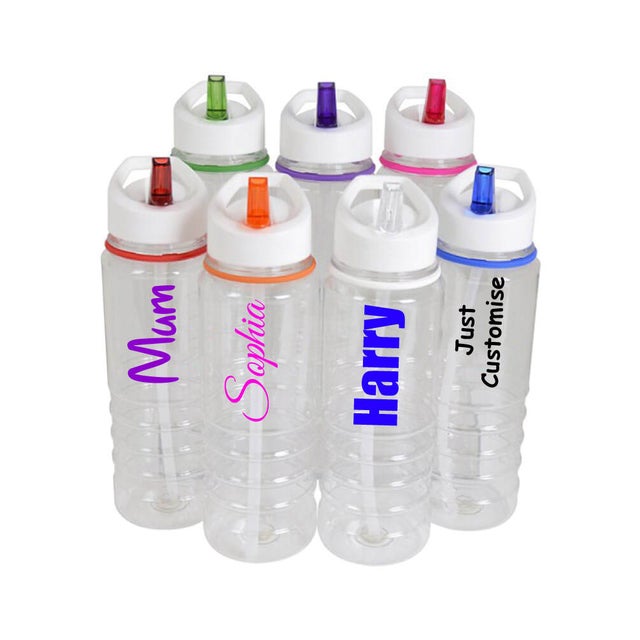 Personalised Children's Water Bottle With Flip Straw, 800ml